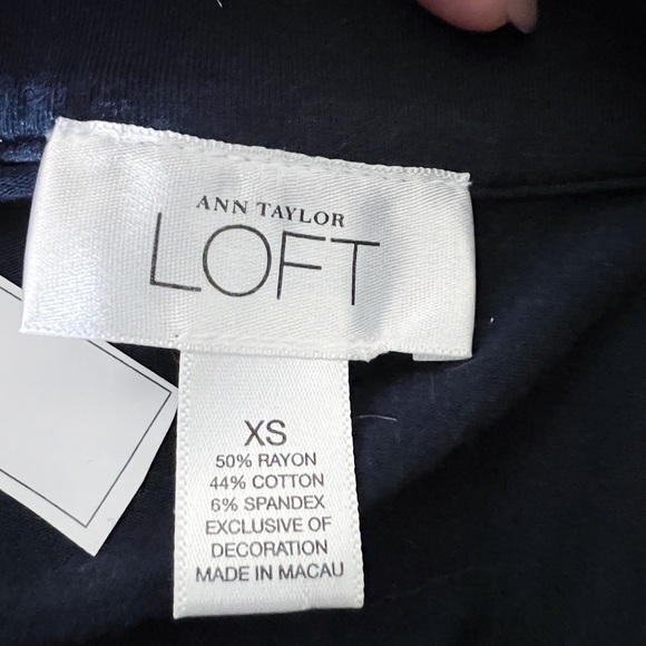Ann Taylor LOFT Navy Embroidered Wrap Top - Picture 6 of 7